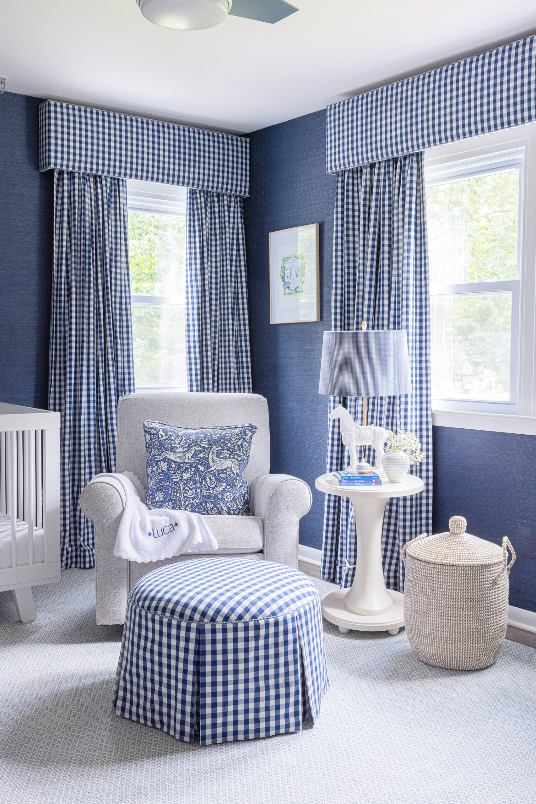 thumbnail image 2 of Petra Designs Baby Blue & White Cotton Fabric Bunting - Perfect For Nursery Décor 2 of 6